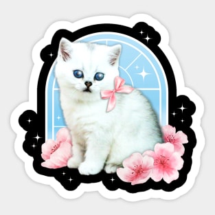 Cute y2k Aesthetic Cat Flower 90s 2000s Vintage  Graphic Sticker